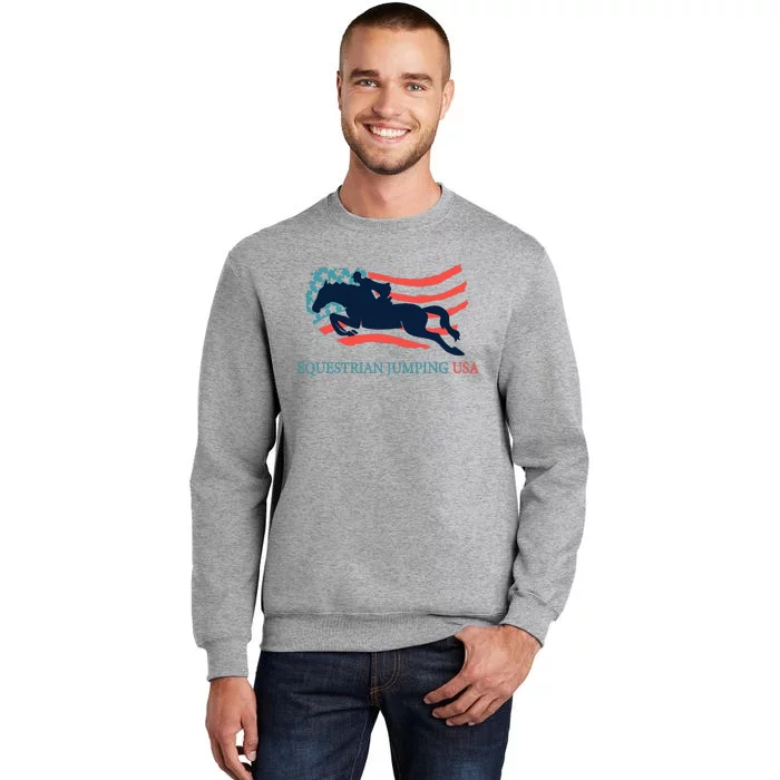 Horse Rider Equestrian Jumping Usa Team Coach American Flag Tall Sweatshirt