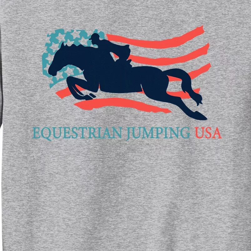 Horse Rider Equestrian Jumping Usa Team Coach American Flag Tall Sweatshirt