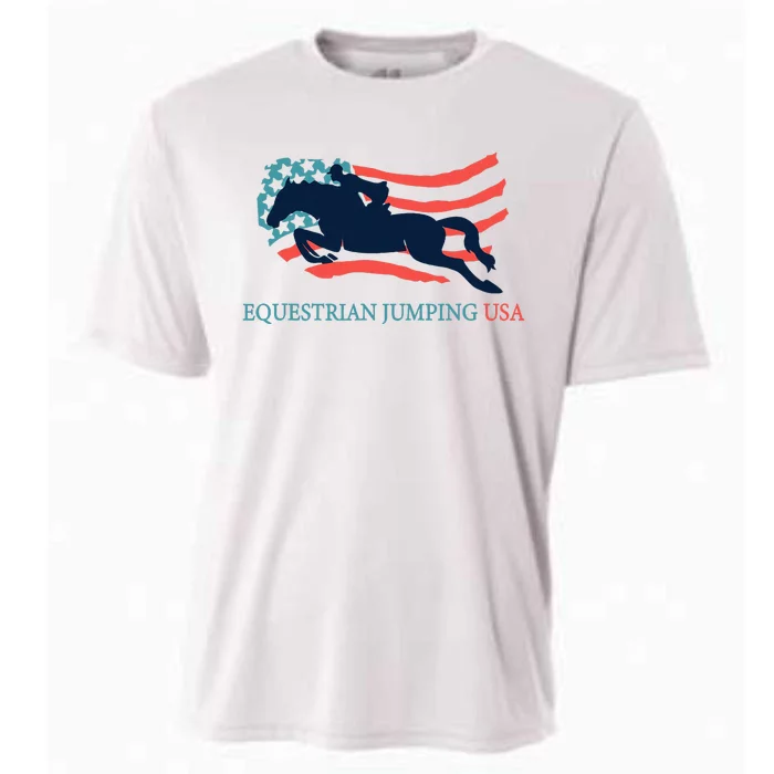 Horse Rider Equestrian Jumping Usa Team Coach American Flag Cooling Performance Crew T-Shirt