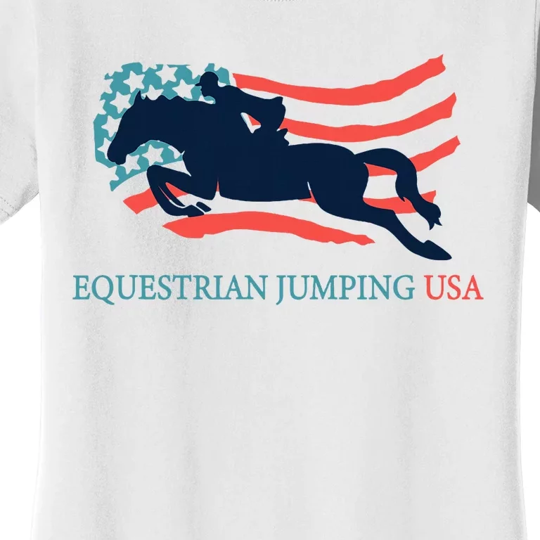 Horse Rider Equestrian Jumping Usa Team Coach American Flag Women's T-Shirt