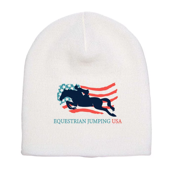 Horse Rider Equestrian Jumping Usa Team Coach American Flag Short Acrylic Beanie