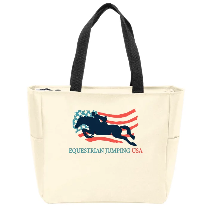 Horse Rider Equestrian Jumping Usa Team Coach American Flag Zip Tote Bag