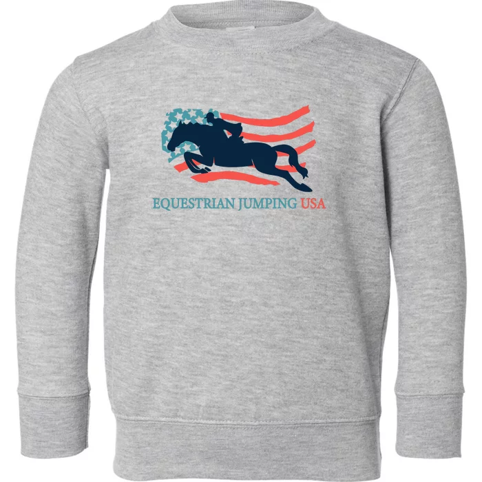 Horse Rider Equestrian Jumping Usa Team Coach American Flag Toddler Sweatshirt