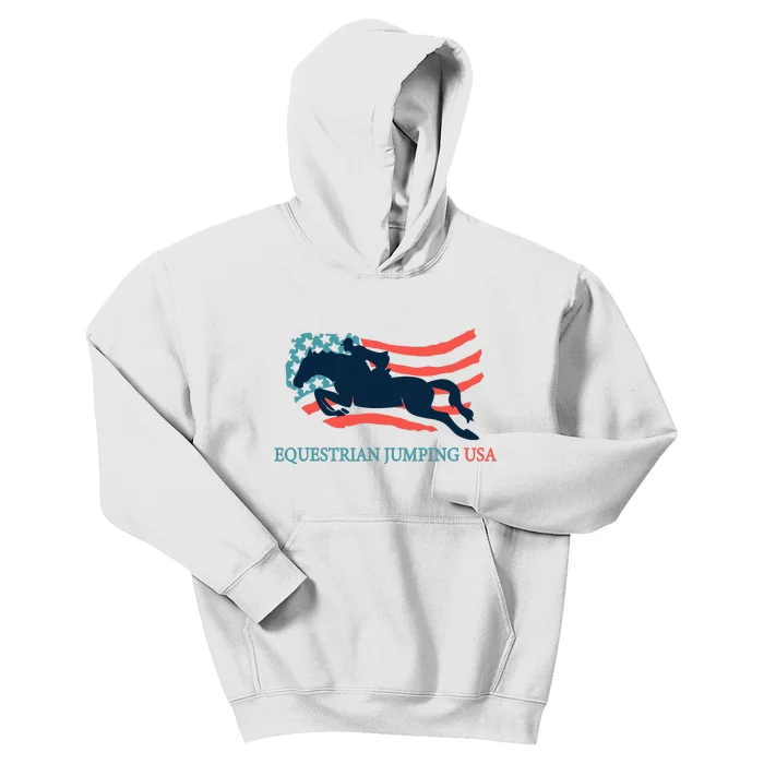 Horse Rider Equestrian Jumping Usa Team Coach American Flag Kids Hoodie