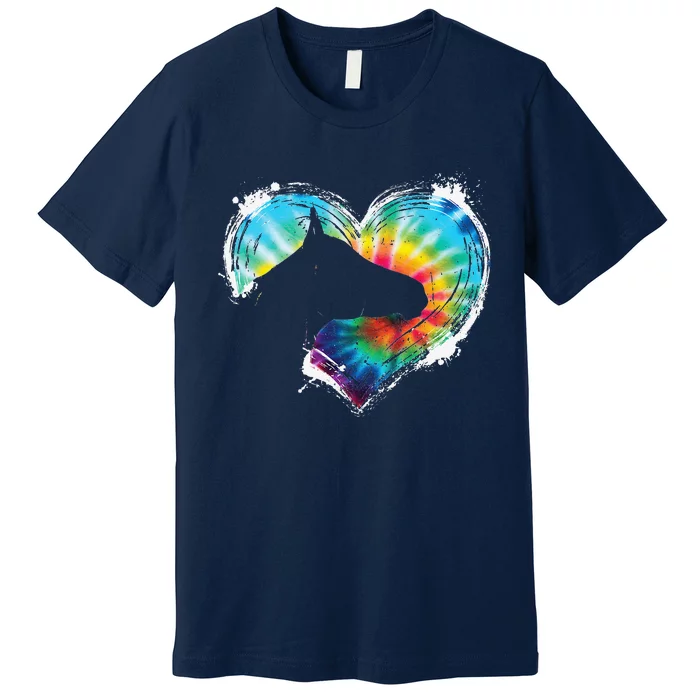 Horse Riding Equestrian Horseback Horses Tie Dye Premium T-Shirt