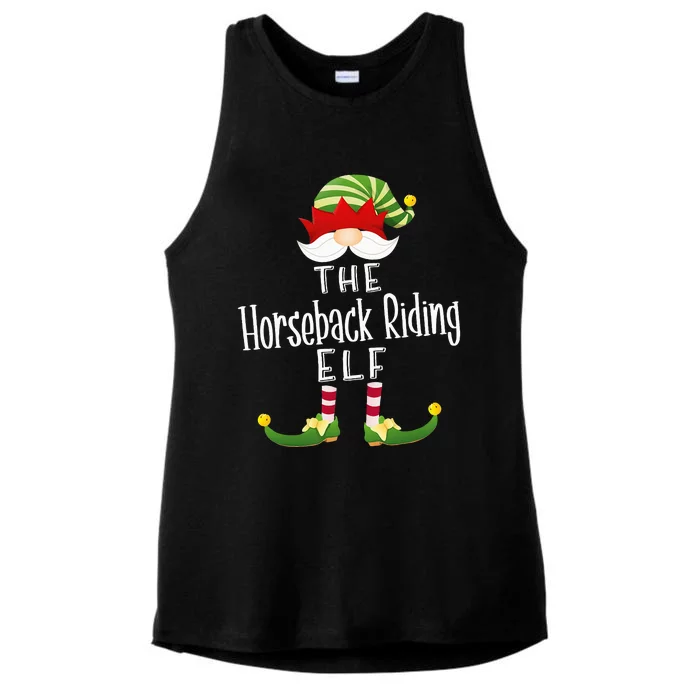 Horseback Riding Elf Group Christmas Funny Pajama Party Ladies Tri-Blend Wicking Tank