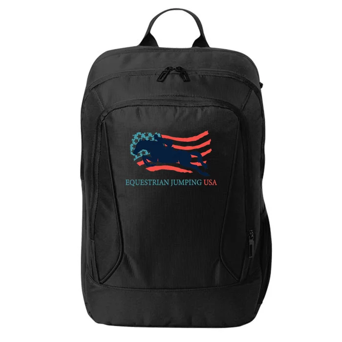 Horse Rider Equestrian Jumping Usa Team Coach American Flag City Backpack