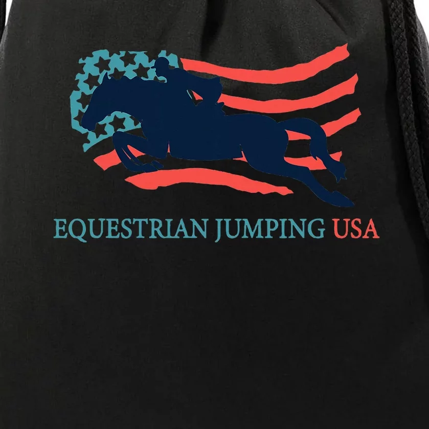 Horse Rider Equestrian Jumping Usa Team Coach American Flag Drawstring Bag