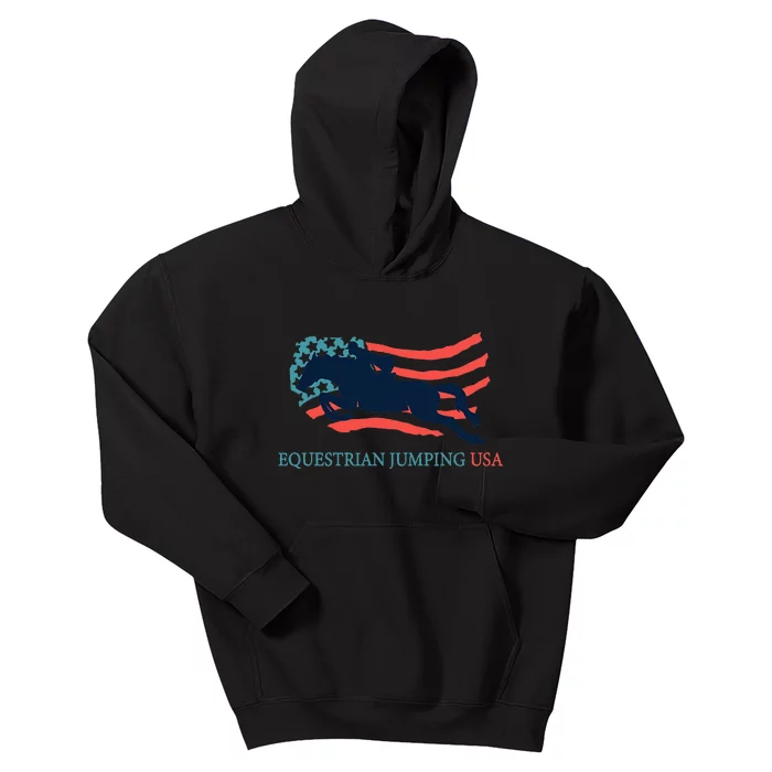 Horse Rider Equestrian Jumping Usa Team Coach American Flag Kids Hoodie