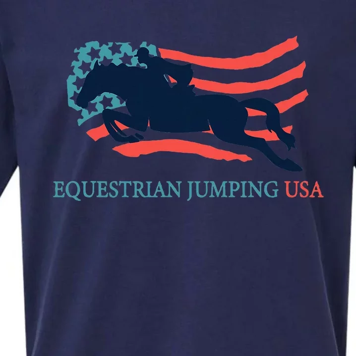 Horse Rider Equestrian Jumping Usa Team Coach American Flag Sueded Cloud Jersey T-Shirt