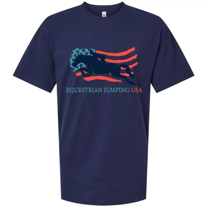 Horse Rider Equestrian Jumping Usa Team Coach American Flag Sueded Cloud Jersey T-Shirt