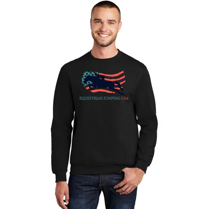 Horse Rider Equestrian Jumping Usa Team Coach American Flag Tall Sweatshirt