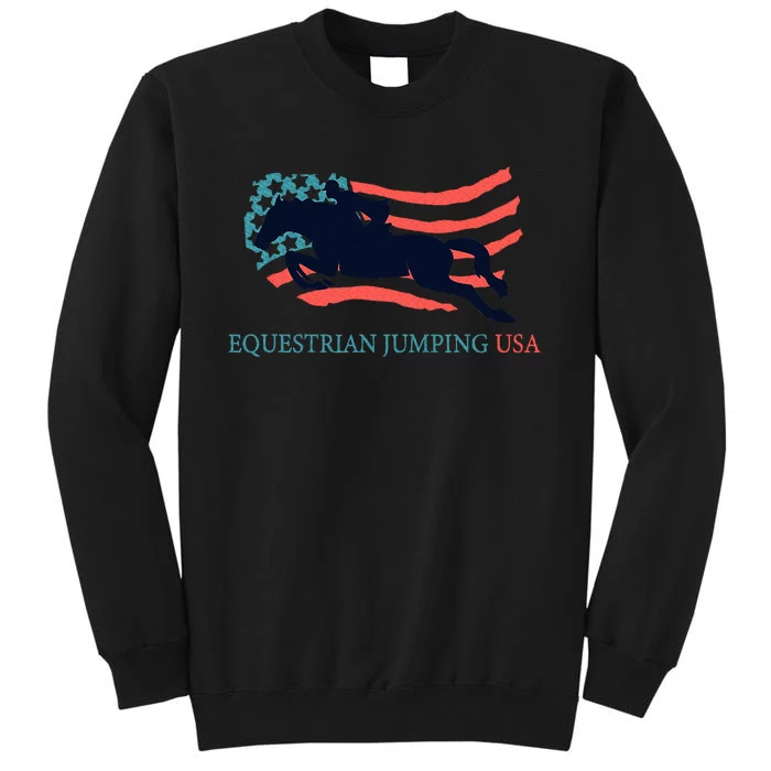 Horse Rider Equestrian Jumping Usa Team Coach American Flag Tall Sweatshirt