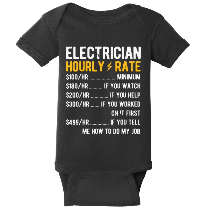 Hourly Rate Electricity Electrician Baby Bodysuit