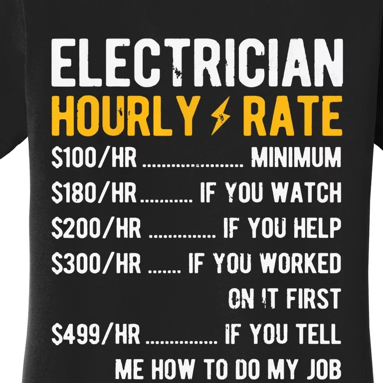 Hourly Rate Electricity Electrician Women's T-Shirt