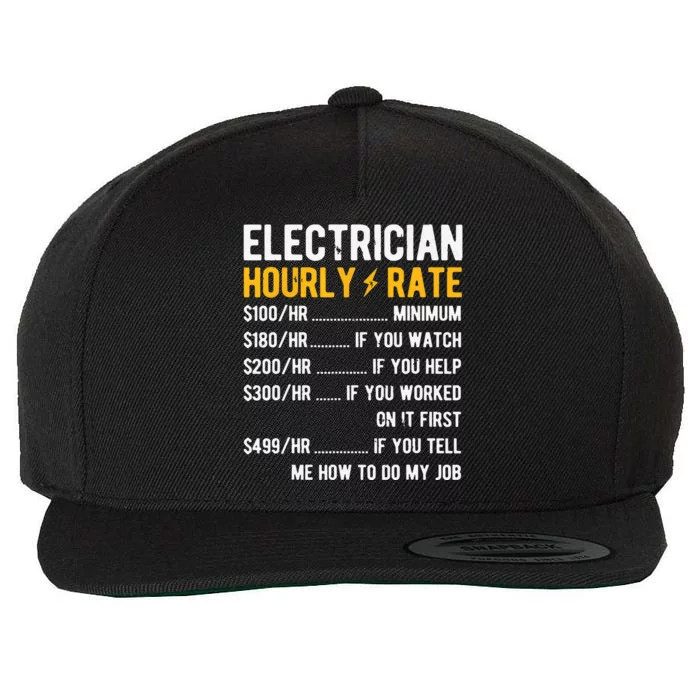 Hourly Rate Electricity Electrician Wool Snapback Cap