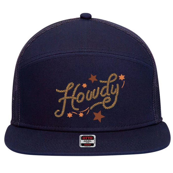 Howdy Rope Funny & Humorous Country Western Cowboy 7 Panel Mesh Trucker Snapback Hat