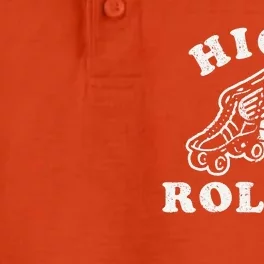 High Roller Funny Roller Skating Meme Dry Zone Grid Performance Polo