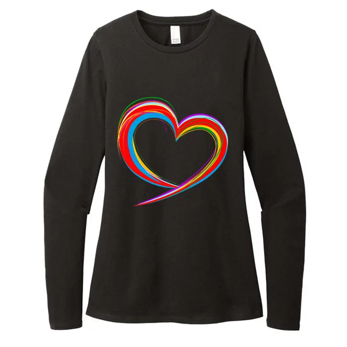 Heart Rainbow Flag Lgbt Gay Les Pride Support Lgbtq Vintage Gift Womens CVC Long Sleeve Shirt