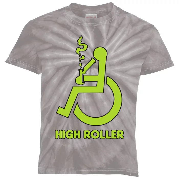 High Roller Funny Joke For People In A Wheelchair Kids Tie-Dye T-Shirt