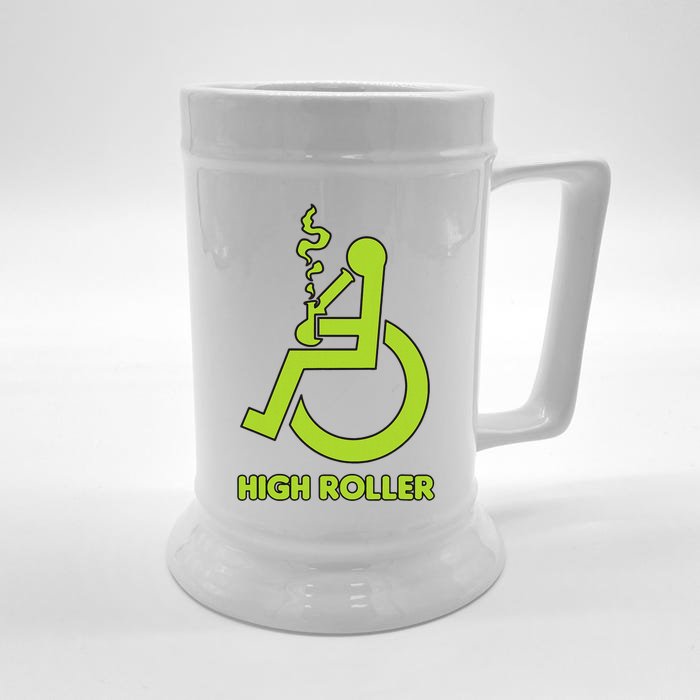 High Roller Funny Joke For People In A Wheelchair Front & Back Beer Stein