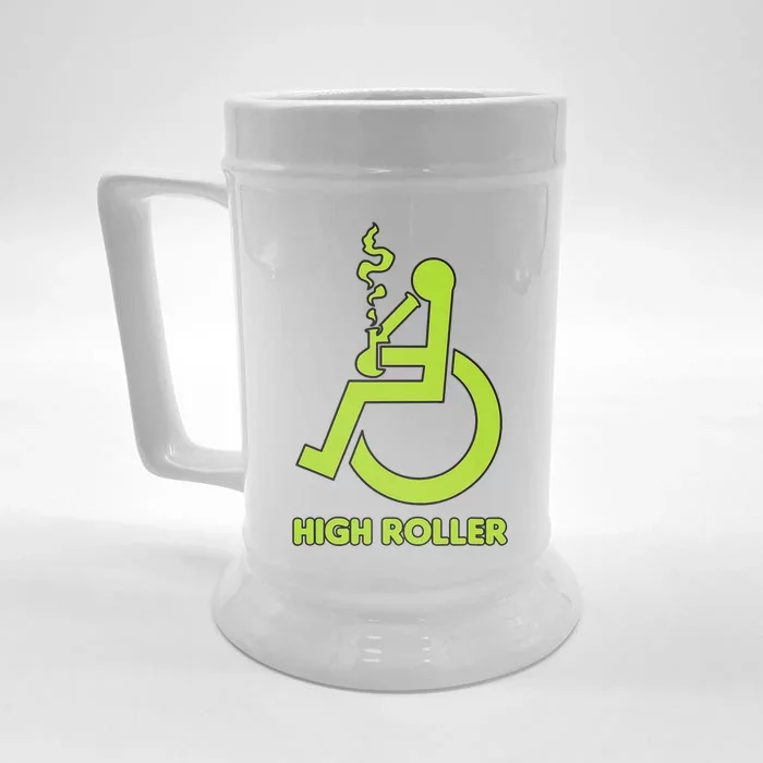 High Roller Funny Joke For People In A Wheelchair Front & Back Beer Stein