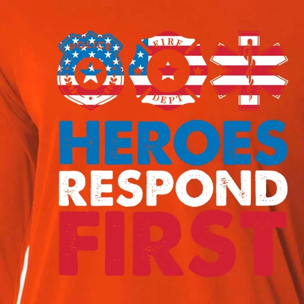 Heroes Respond First Police Fire Dpt Medic First Responders Meaningful Gift Cooling Performance Long Sleeve Crew