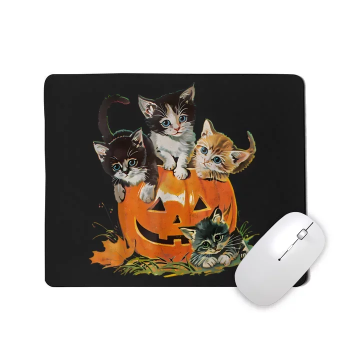 Halloween Retro Floral Cat Pumpkin Spooky Season Vintage 90s Gift Mousepad