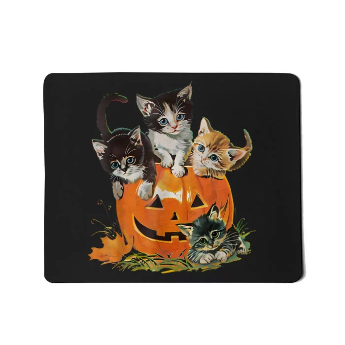 Halloween Retro Floral Cat Pumpkin Spooky Season Vintage 90s Gift Mousepad