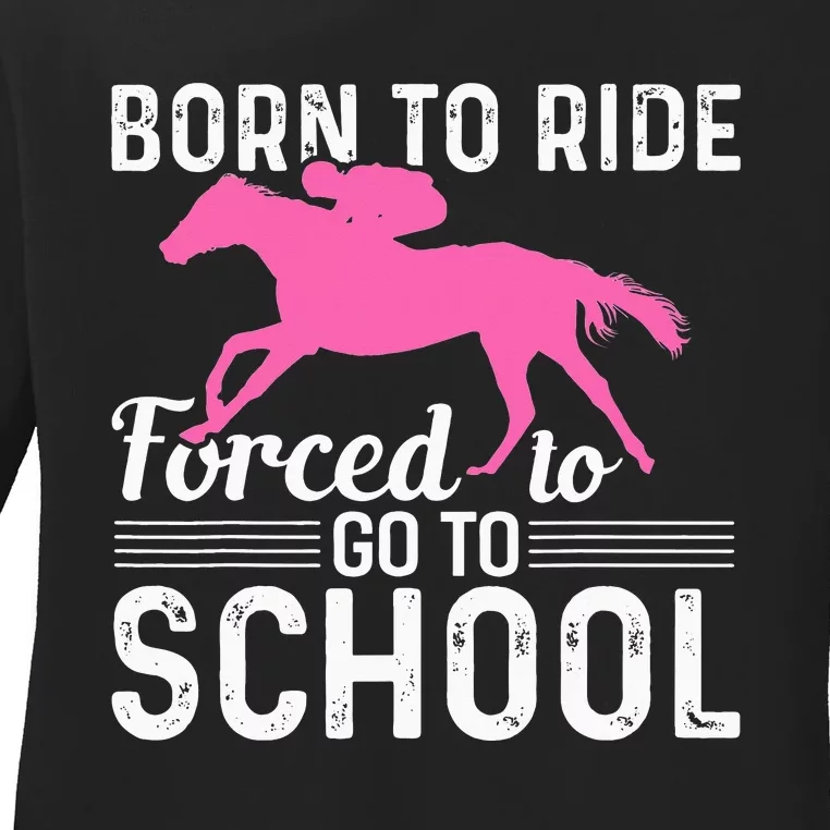 Horseback Riding Funny Horse Ladies Long Sleeve Shirt