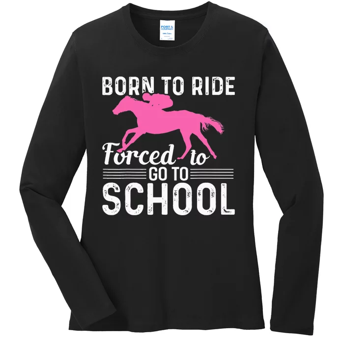 Horseback Riding Funny Horse Ladies Long Sleeve Shirt