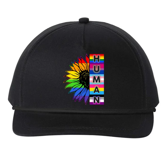 Human Rainbow Flower LGBT Pride Snapback Five-Panel Rope Hat