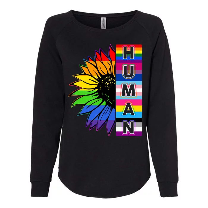 Human Rainbow Flower LGBT Pride Womens California Wash Sweatshirt