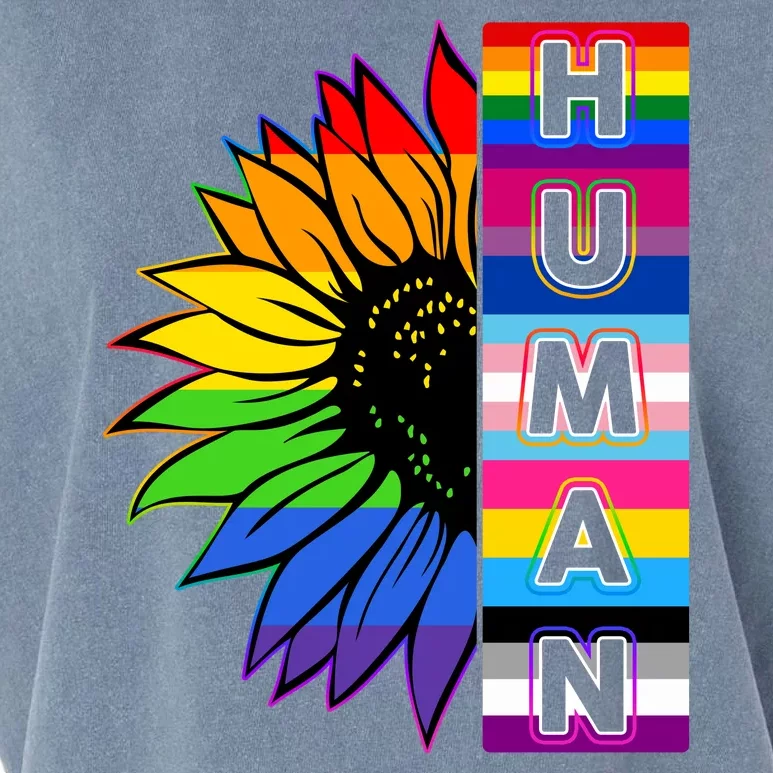 Human Rainbow Flower LGBT Pride Garment-Dyed Women's Muscle Tee