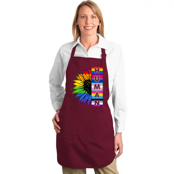 Human Rainbow Flower LGBT Pride Full-Length Apron With Pocket