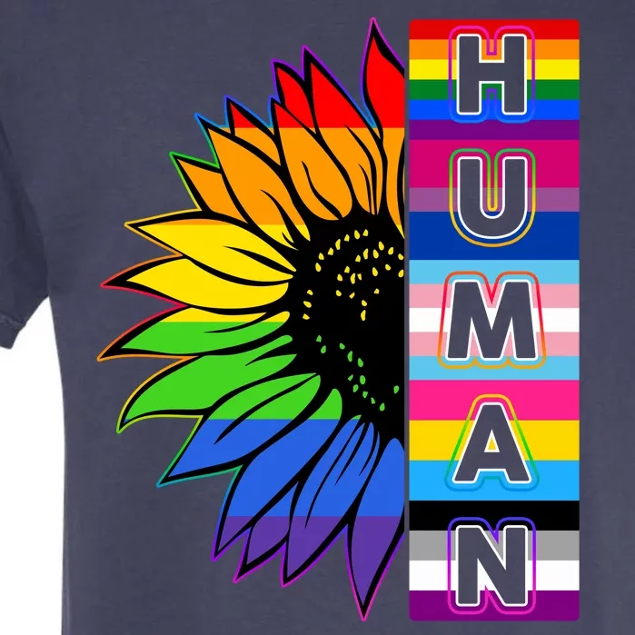 Human Rainbow Flower LGBT Pride Garment-Dyed Heavyweight T-Shirt