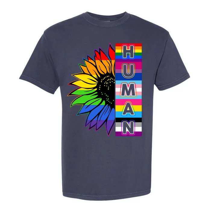 Human Rainbow Flower LGBT Pride Garment-Dyed Heavyweight T-Shirt