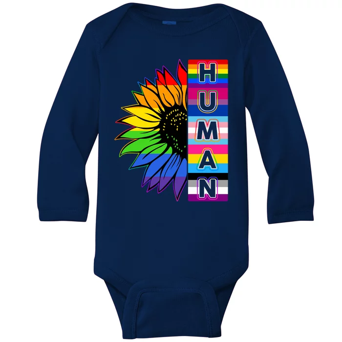 Human Rainbow Flower LGBT Pride Baby Long Sleeve Bodysuit