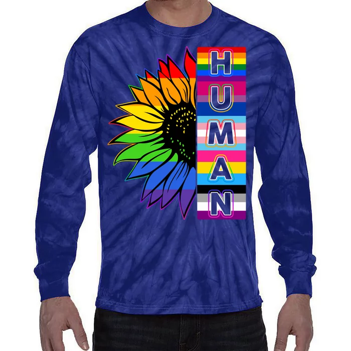 Human Rainbow Flower LGBT Pride Tie-Dye Long Sleeve Shirt