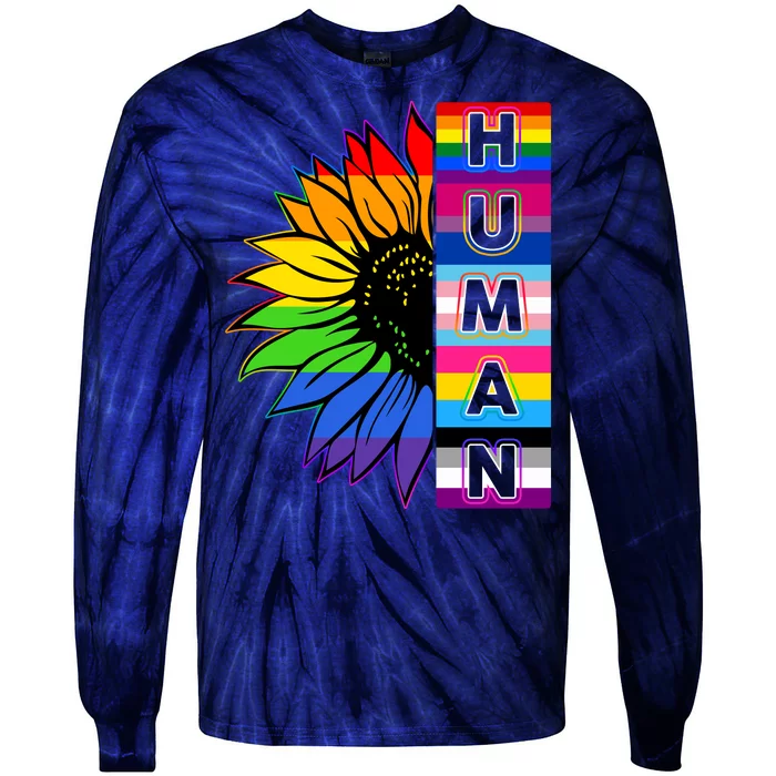 Human Rainbow Flower LGBT Pride Tie-Dye Long Sleeve Shirt