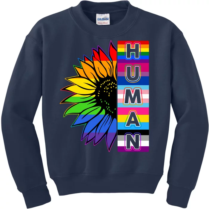 Human Rainbow Flower LGBT Pride Kids Sweatshirt