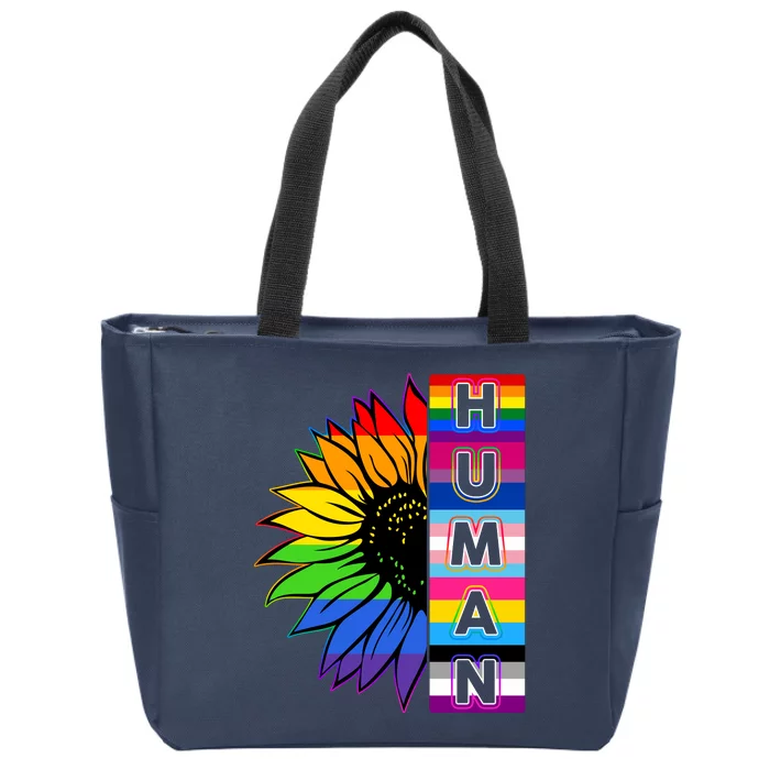 Human Rainbow Flower LGBT Pride Zip Tote Bag