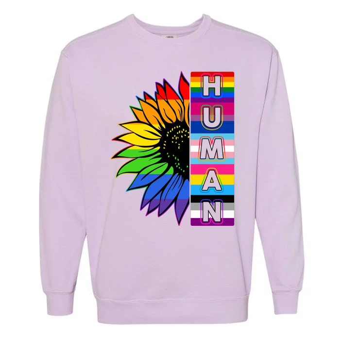 Human Rainbow Flower LGBT Pride Garment-Dyed Sweatshirt