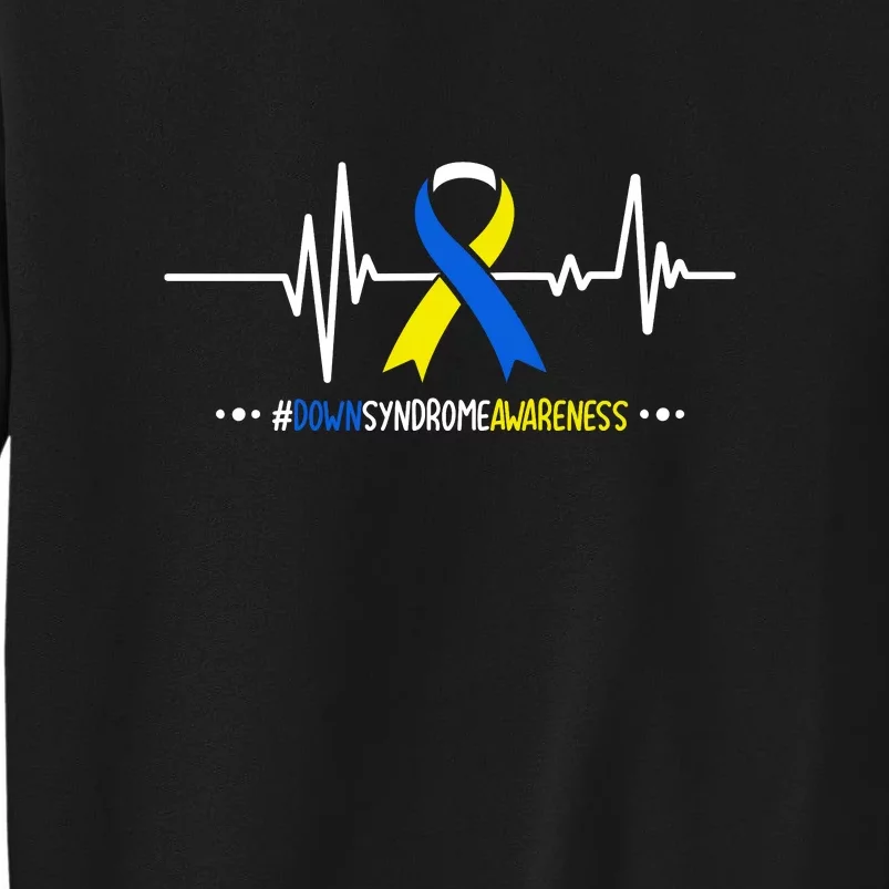 Heartbeat Ribbon For Down Syndrome Awareness Gift Tall Sweatshirt