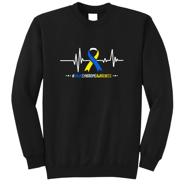 Heartbeat Ribbon For Down Syndrome Awareness Gift Tall Sweatshirt