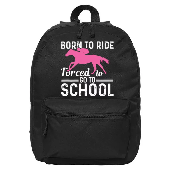 Horseback Riding Girl Funny Horse 16 in Basic Backpack