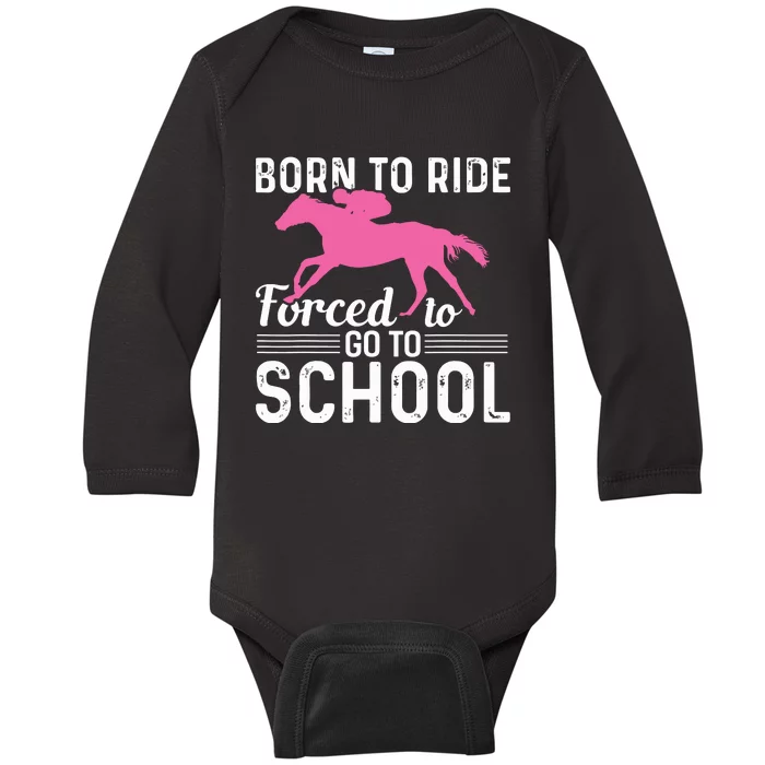 Horseback Riding Girl Funny Horse Baby Long Sleeve Bodysuit