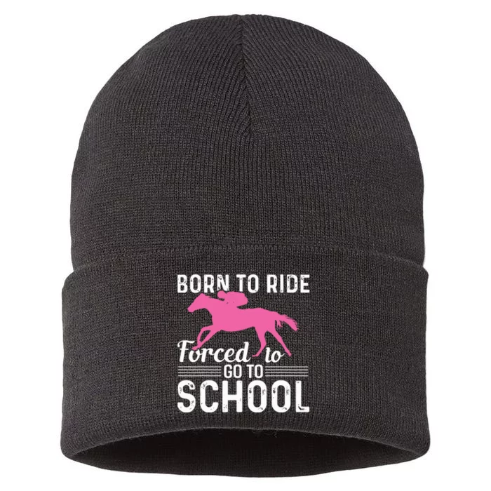 Horseback Riding Girl Funny Horse Sustainable Knit Beanie