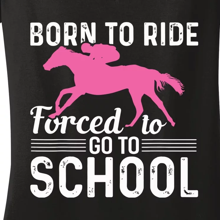 Horseback Riding Girl Funny Horse Women's V-Neck T-Shirt