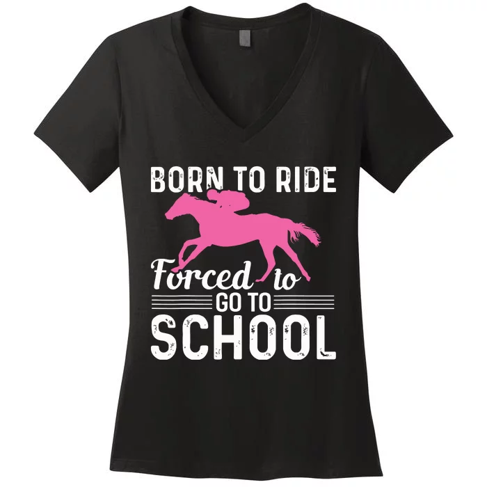 Horseback Riding Girl Funny Horse Women's V-Neck T-Shirt